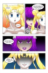 bare_shoulders blonde_hair blue_eyes bow cleavage comic empty_eyes evil_smile expressionless facial_markings femdom femsub freckles hair_buns happy_trance kimberly_smith_(daveyboysmith9) large_breasts original purple_eyes purple_hair purple_lipstick sailor_moon sailor_moon_(series) short_hair story text twintails wadevezecha rating:Explicit score:36 user:daveyboysmith9