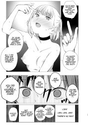 absurdres age_difference awakening body_control bottomless bra breasts cheating collar comic corruption empty_eyes female_only femdom greyscale harumachi_tsurara heart heart_eyes kissing long_hair monochrome nude panties pussy_juice shichoson short_hair symbol_in_eyes text topless trigger underwear yuri rating:Explicit score:8 user:L12@