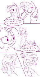 animals_only comic curly_hair failed_hypnosis hooves horns horse hypnofur long_hair monochrome my_little_pony non-human_feet open_mouth rarity sitting straight-cut_bangs text twilight_sparkle unicorn rating:Questionable score:9 user:TheGoodShank