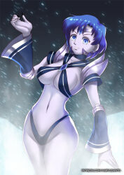 blue_hair breasts corruption earrings empty_eyes female_only hadant happy_trance jewelry large_breasts midriff navel pale_skin sailor_mercury sailor_moon_(series) short_hair sideboob signature simple_background solo watermark rating:Questionable score:48 user:TheGoodShank