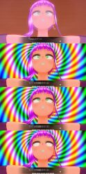 3d comic custom_maid_3d_2 dialogue earrings empty_eyes femsub green_eyes jewelry kamen_writer_mc large_breasts pink_hair spiral_background tagme text translated xenon3131_mc rating:Questionable score:5 user:Hypno-slave