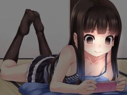  animated animated_gif breasts brown_eyes brown_hair empty_eyes female_only game_cg hypnotic_light hypnotic_screen loli long_hair pillow piper_(manipper) skirt socks tank_top tech_control video_game  rating:safe score: user:piper