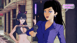 altered_common_sense animal_ears aware bell bell_collar black_eyes black_hair breasts cat_ears cat_girl clothed clothed_exposure collar dc_comics dialogue dildo dogdog english_text female_only femsub lois_lane microphone multiple_girls purple_eyes sex_toy text zatanna_zatara rating:Explicit score:4 user:Bootyhunter69