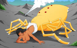 absurdres ada_carli breasts bug_girl dark_skin drider faux_drider female_only large_breasts monster_girl multiple_legs oo_sebastian_oo original short_hair spider_girl topless whitewash_eyes rating:Questionable score:23 user:brotherthat