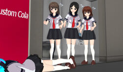 3d 3d_custom_girl black_hair brown_hair lying multiple_girls original panties school_uniform text underwear rating:Questionable score:5 user:Sleepyhead97