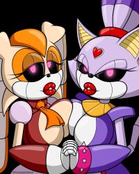 blaze_the_cat breast_press breasts bunny_girl cat_girl female_only femdom femsub flashpointgear furry happy_trance heart huge_breasts lipstick necklace pink_eyes ponytail robot robot_girl robotization smile sonic_the_hedgehog_(series) standing tie vanilla_the_rabbit rating:Explicit score:12 user:Oscar044