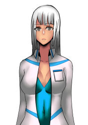 breasts cleavage grey_hair large_breasts long_hair original scientist zxc rating:Questionable score:14 user:TheGoodShank