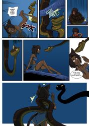 angry bagheera cat_ears cat_girl cat_tail coils comic dark_skin ewder genderswap jungle kaa mowgli sleeping snake tail the_jungle_book rating:Safe score:12 user:DarknessRising