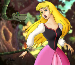 blonde_hair disney femsub hypnotic_eyes kaa kaa_eyes lizzidoll long_hair princess_eilonwy snake the_chronicles_of_prydain the_jungle_book rating:safe score: user:hypno