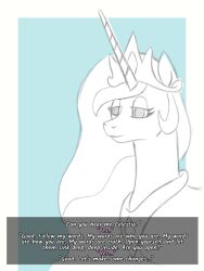 animals_only bitshift empty_eyes femsub horse long_hair looking_at_viewer my_little_pony pov pov_dom princess princess_celestia text western rating:Questionable score:23 user:Bitshift
