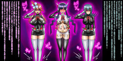 black_hair blue_hair body_writing boots breasts caption corruption discolored_nipples elesa enemy_conversion erect_nipples evil_smile expressionless female_only femsub gloves headphones large_breasts midriff multiple_girls nintendo nipple_piercing piercing pink_eyes pokeball pokemon pokemon_black_and_white pokemon_black_and_white_2 pokemon_heartgold_and_soulsilver pregnant red_hair ring_eyes sabrina saluting skyla smile standing standing_at_attention tattoo team_rocket text thigh_boots translation_request visor rating:Questionable score:29 user:Sleepyhead97