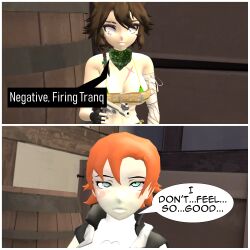 3d absurdres collar comic female_only femsub graybot nora_valkyrie rwby tech_control tepmarmy text rating:Questionable score:8 user:YuriLover2