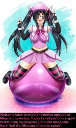 absurdres black_hair blush breasts cloudxmoe female_only femsub happy_trance hat high_school_dxd icontrol_(manipper) large_breasts manip midriff open_mouth serafall_leviathan  skirt solo spiral_eyes symbol_in_eyes text thighhighs twintails v rating:Questionable score:54 user:Icontrol