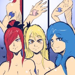 animated animated_gif blonde_hair blue_eyes blue_hair breasts brown_eyes corruption erza_scarlet evil_smile fairy_tail femsub juvia_loxar large_breasts lucy_heartfilia multiple_girls orange_hair pale_skin red_hair sequence shishikasama sketch smile tattoo tongue tongue_out transformation rating:Explicit score:42 user:Fic