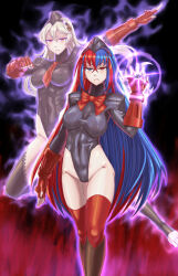 alear_(fire_emblem) alternate_costume aura barefoot blue_eyes blue_hair breasts capcom corrin_(fire_emblem) corruption feet femdom femsub fingerless_gloves fire_emblem fire_emblem_engage fire_emblem_fates floating ghost gloves glowing hat hypnotic_accessory hypnotized_dom leebigtree long_hair multicolored_hair nintendo possession red_eyes red_hair ring shadaloo_dolls street_fighter thighhighs thighs tie unhappy_trance white_hair rating:Safe score:13 user:AngryMan