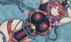  animated animated_gif armor arms_above_head bondage breasts female_only femsub fingerless_gloves flower gloves hypnotic_gas hypnotic_plant large_breasts manip muddle_(manipper) nintendo nuezou on_back plant pyra_(xenoblade) red_eyes red_hair short_hair tentacles water xenoblade_chronicles xenoblade_chronicles_2  rating:questionable score: user:muddle