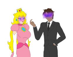 absurdres blonde_hair crown dazed dress femsub gloves jewelry maledom mask mask_(darkmask) nekohybrid nintendo opera_gloves original princess princess_peach purple_eyes spiral_eyes suit super_mario_bros. symbol_in_eyes rating:safe score: user:darkmask