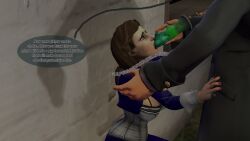 3d bioshock bioshock_infinite blue_eyes boots breasts brown_hair comic corset dialogue drinking drunk_trap_(artist) elizabeth_comstock force_feeding hypnotic_drink large_breasts ponytail short_skirt source_filmmaker speech_bubble tagme text rating:Questionable score:16 user:Drunk_Trap