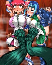 anna_kaboom blue_hair blush breasts comic female_only femsub huge_breasts kitsune_tsuki large_breasts long_hair red_hair rio_kastle short_hair standing_split tentacles thighhighs twintails yoga yu-gi-oh! yu-gi-oh!_zexal rating:Explicit score:7 user:foffyoul5
