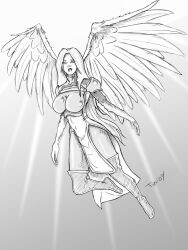 breasts expressionless femsub greyscale large_breasts latex long_hair monochrome shrunken_irises traditional trishbot wings rating:questionable score: user:hypno