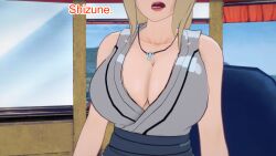 blonde_hair breasts cleavage clothed dialogue dogdog english_text female_only femsub naruto_(series) solo text tsunade rating:Questionable score:0 user:Bootyhunter69