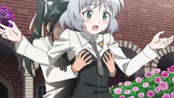 blush breasts corruption cursed_fertility_idol female_only femsub francesca_lucchini groping large_breasts long_hair military_uniform sanya_v_litvyak screenshot short_hair small_breasts strike_witches tagme rating:Questionable score:15 user:97643241