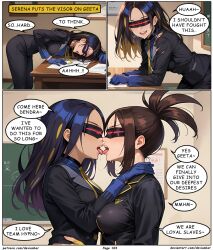 ai_art black_hair dendra_(pokemon) devianbar dialogue femsub geeta_(pokemon) happy_trance kissing long_hair nintendo pokemon team_hypno tech_control text visor rating:Questionable score:5 user:Proyecto38