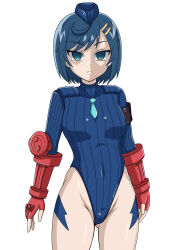 absurdres alternate_costume arm_bands bangs bare_legs blue_eyes blue_hair bracers breasts capcom clothed corruption crossover delicious_party_precure empty_eyes female_only femsub fingerless_gloves gloves hair_clips hat kokone_fuwa leotard looking_at_viewer precure shadaloo_dolls short_hair simple_background skymidaisuki solo standing street_fighter tie white_background rating:Questionable score:27 user:JustChilling