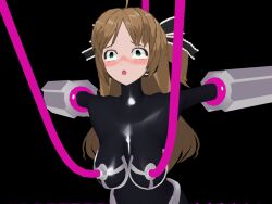 3d 3d_custom_girl ahoge blonde_hair blush bodysuit catsuit corruption enemy_conversion eyes_plant_(saihate_no_majo) female_only femsub latex long_hair magical_girl mahou_senshi_sweet_knight nipple_penetration open_mouth restrained ribbon ririko_nanase rubber saihate_no_majo simple_background solo tears tech_control tubes rating:Questionable score:6 user:VortexMaster