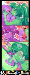 absurdres anus bottomless breasts bunny_girl cartoon_network cheating closed_eyes comic corruption dialogue drool enid_(ok_ko) femdom femsub fink_(ok_ko) french_kiss furry glowhorn green_hair kissing laughing lip_biting netorare nude ok_k.o.!_let's_be_heroes open_mouth oral ponytail purple_eyes purple_hair rat_girl red_eyes sex simple_background smile spread_anus steam tail text tongue tongue_out topless vaginal rating:Explicit score:29 user:ArtifactFox