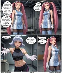 ai_art devianbar dialogue glasses grey_hair large_breasts long_hair lovrina_(pokemon) nintendo oakley pink_hair pokemon short_hair team_hypno team_rocket text twintails rating:Questionable score:2 user:Proyecto38