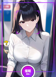 aware black_hair clothed confused female_only hypnotic_accessory hypnotic_app phone pikumario rating:Safe score:8 user:Bootyhunter69