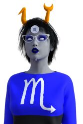 3d alien aranea_serket black_hair drool female_only femsub homestuck horns solo theheckle rating:questionable score: user:theheckle