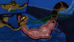 aged_up bad_end black_hair blush bottomless breasts comic cum dark_skin deliciousmancub disney femsub happy_trance kaa kaa_eyes maledom masturbation nude shanti snake text the_jungle_book topless vore x-ray rating:Explicit score:44 user:DarknessRising