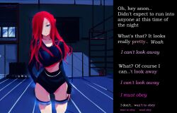  ai_art animated animated_gif caption caption_only english_text femsub mura_(manipper) original red_hair resisting stable_diffusion_(ai) text topless  rating:explicit score: user:mura