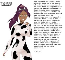 absurdres bleach bodysuit breasts cow_girl cow_print dark_skin female_only femsub happy_trance headphones horns hucow hypnotic_accessory hypnotic_audio latex long_hair ponytail purple_hair smile tech_control temperancedraws text yoruichi_shihoin rating:Safe score:12 user:Temperance