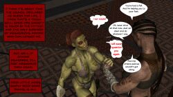 3d abs absurdres blood bondage breasts brown_hair comic dazed dialogue dreadlocks expressionless female_only femdom femsub glowing glowing_eyes green_skin large_breasts long_hair magic mantra muscle_girl orc orc_girl red_eyes red_hair text the_mad_prince rating:Questionable score:7 user:TheMadPrince