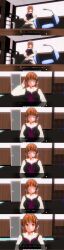 3d absurdres breasts comic dialogue female_only headphones kamen_writer_mc large_breasts long_hair orange_eyes orange_hair screenshot solo text translated rating:Safe score:5 user:Ulrich.Nathan.Owen