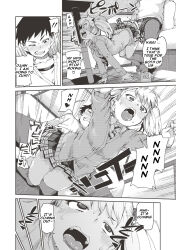 absurdres akitsuki_itsuki blonde_hair blush brother_and_sister comic femsub greyscale hard_translated incest kneeling maledom open_mouth original pussy_juice ribbon school_uniform sex table text tie translated twintails rating:Explicit score:44 user:HypnoMangaEditor