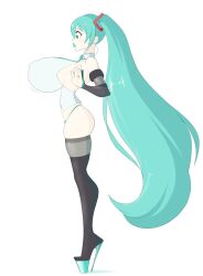  bimbofication blue_hair blue_lipstick breasts high_heels huge_breasts large_breasts miku_hatsune sealguy twintails vocaloid  rating:explicit score: user:a_anon264252