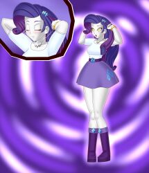 bluebullpen blush boots equestria_girls expressionless femdom femsub hypnotic_accessory long_hair my_little_pony necklace purple_hair rarity symbol_in_eyes western white_skin rating:Questionable score:93 user:daveyboysmith9
