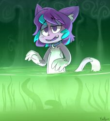 cat_boy collar furry happy_trance kaitty_(kaittycat) kaittycat male_only malesub open_mouth original purple_hair slime tentacles rating:questionable score: user:riley