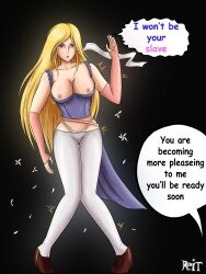 arm_warmers blonde_hair breast_expansion breasts castlevania empty_eyes expressionless femsub hair_growth knees_together large_breasts leggings open_clothes panties reit resisting richter_belmont text transformation transgender underwear very_long_hair rating:Explicit score:42 user:Mesmer