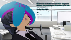 3d 3d_custom_girl alien glasses humor julienx manip purple_hair text theheckle_(manipper) rating:Questionable score:8 user:theheckle