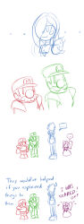 armor aware blonde_hair comic crown doll doll_princess_(mythkaz) dollification dress expressionless femdom femsub hair_covering_one_eye jewelry luigi malesub mario multiple_boys multiple_girls multiple_subs mythkaz nintendo open_mouth original princess princess_rosalina simple_background sketch standing standing_at_attention super_mario_bros. text transformation white_background rating:Safe score:9 user:kirbysuper123