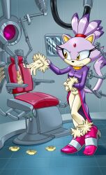 blaze_the_cat cat_girl femsub furry kandlin purple_hair robot short_hair sonic_the_hedgehog_(series) yellow_eyes rating:questionable score: user:thegoodshank