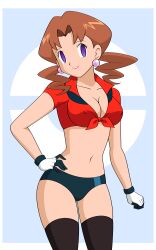 absurdres breasts caroline cleavage collarbone cosplay earrings empty_eyes female_only femsub gloves happy_trance jewelry jimryu large_breasts lipstick makeup may milf nintendo pokemon pokemon_(anime) purple_eyes smile solo rating:Questionable score:108 user:kirbysuper123