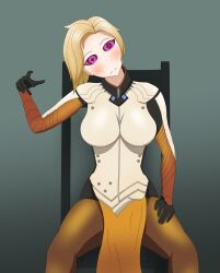 absurdres armor blonde_hair femsub kaa_eyes mercy overwatch ring_eyes short_hair sitting soex tagme rating:safe score: user:soex