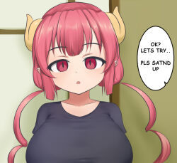 breasts clothed empty_eyes femsub huge_breasts iruru_(miss_kobayashi's_dragon_maid) maledom maozi_dan miss_kobayashi's_dragon_maid open_mouth shortstack text rating:safe score: user:plsignore