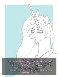 animals_only bitshift brain_drain femsub happy_trance horse long_hair my_little_pony open_mouth pov pov_dom princess princess_celestia resisting text tongue tongue_out trigger western rating:Questionable score:27 user:Bitshift